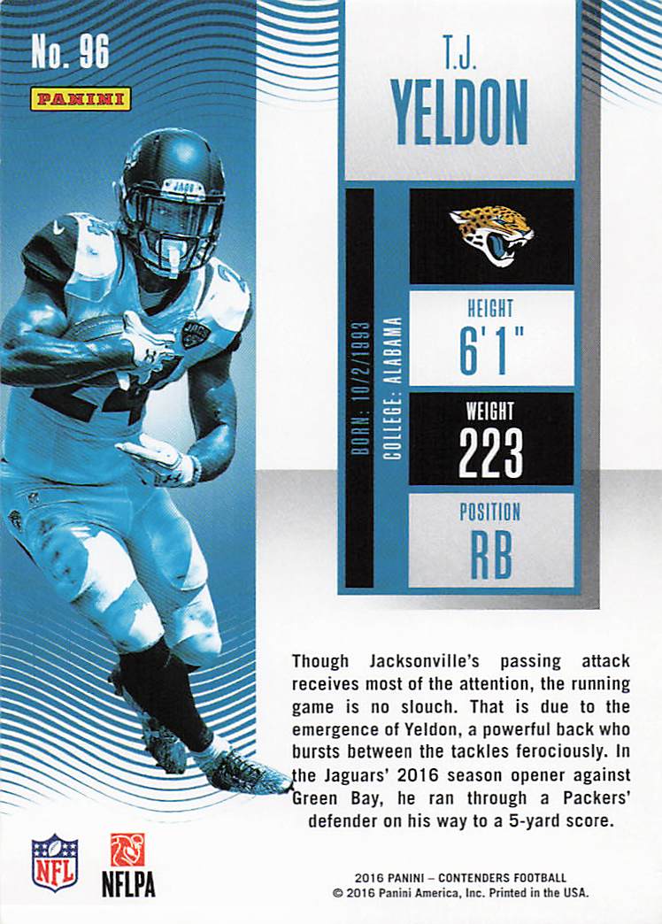 2016 Panini Contenders Football T.J. Yeldon #96