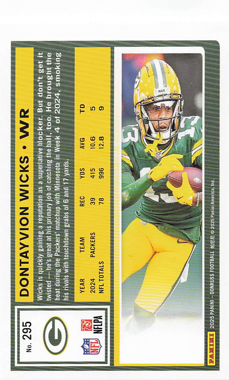 2025 Donruss Football Dontayvion Wicks #295