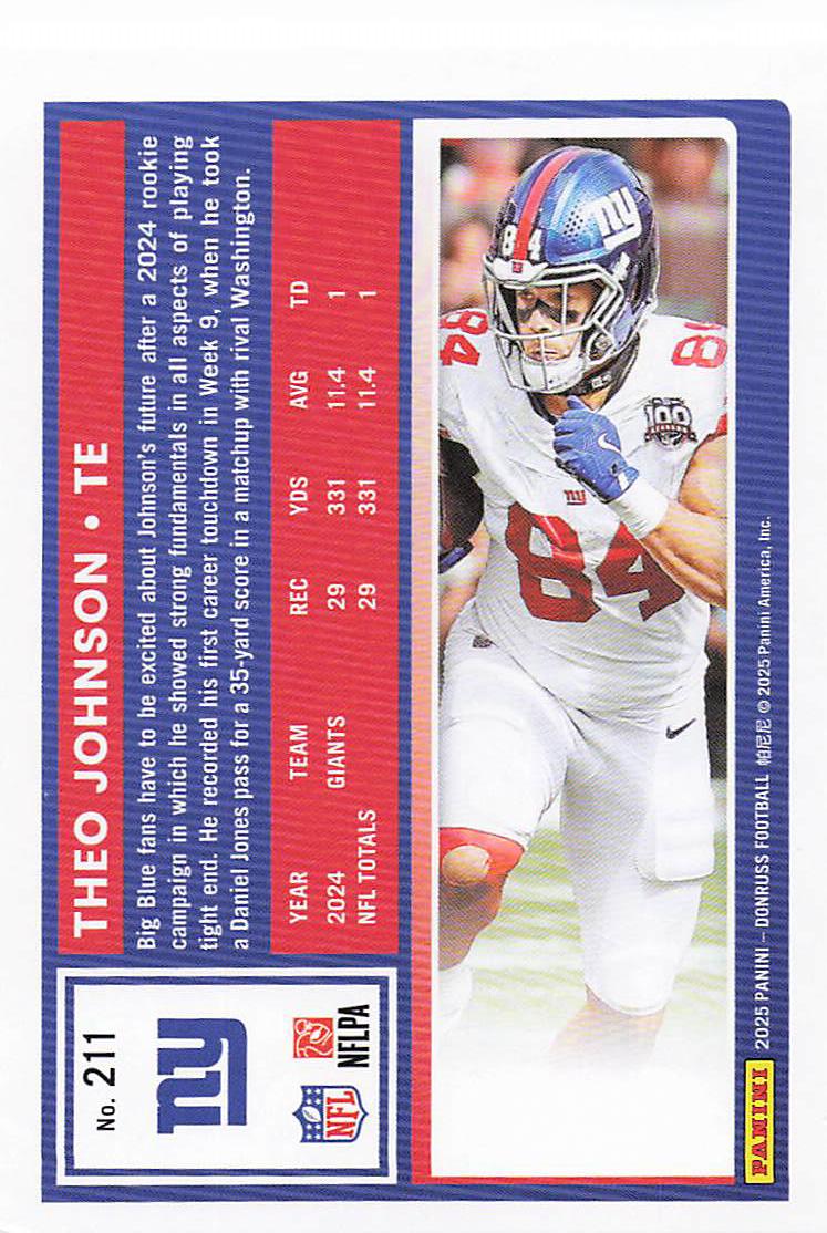 2025 Donruss Football Theo Johnson #211
