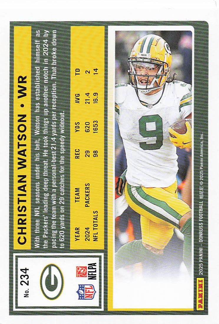 2025 Donruss Football Christian Watson #234