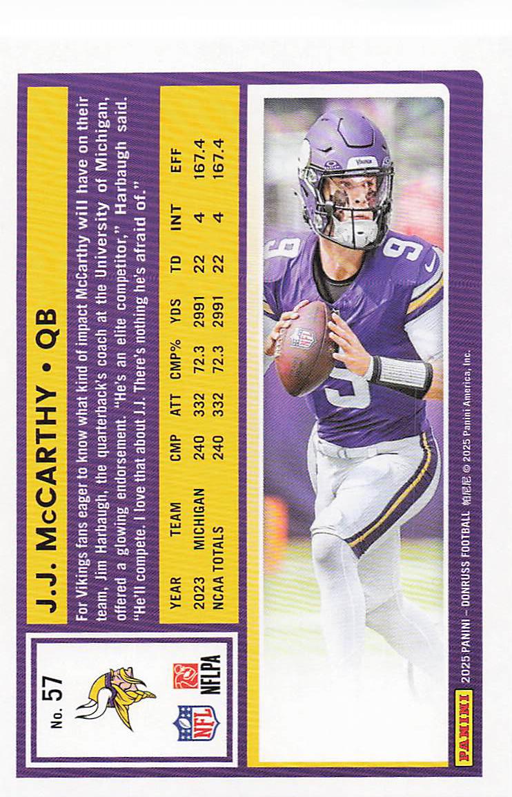 2025 Donruss Football J.J. McCarthy #57
