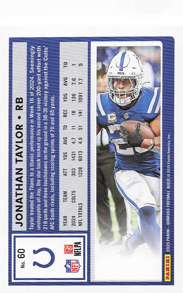 2025 Donruss Football Jonathan Taylor #60