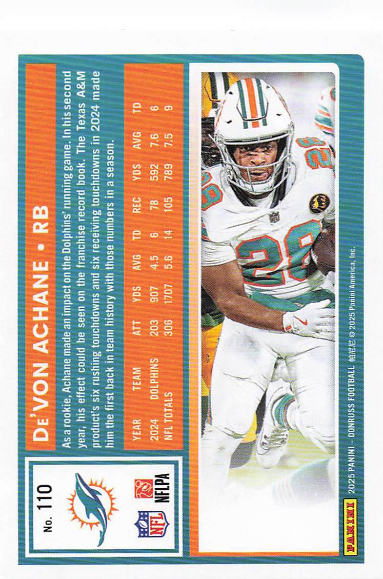 2025 Donruss Football De’Von Achane #110