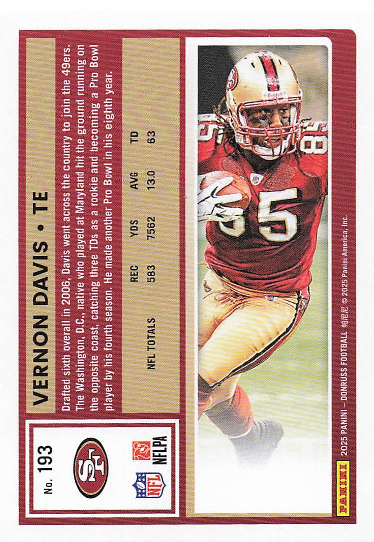 2025 Donruss Football Vernon Davis #193
