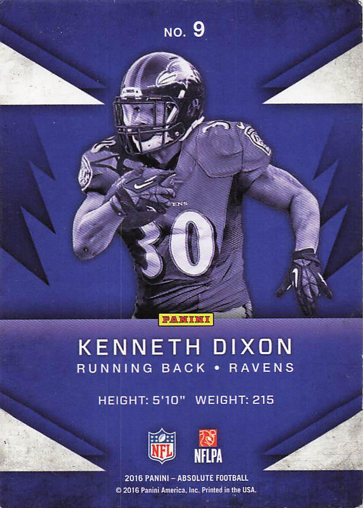 2016 Panini Absolute Football KENNETH DIXON #9