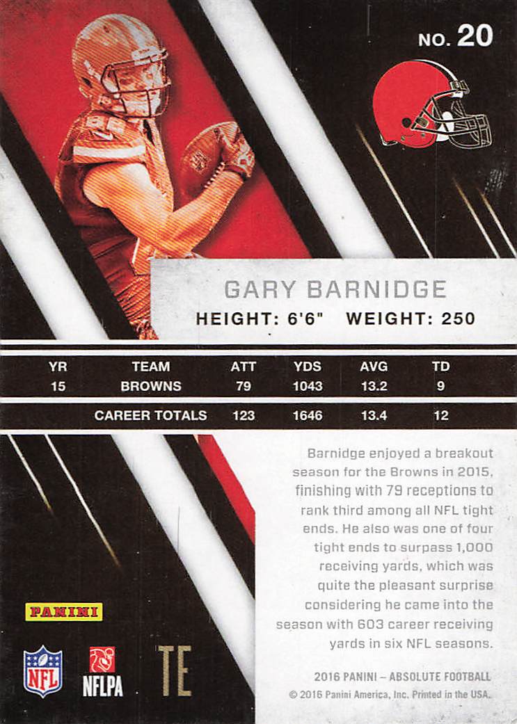 2016 Panini Absolute Football Gary Barnidge #20