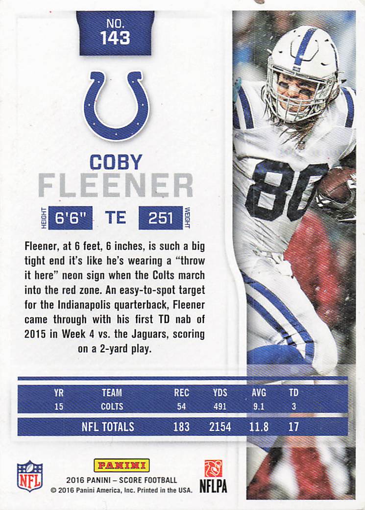 2016 Score Football Coby Fleener #143