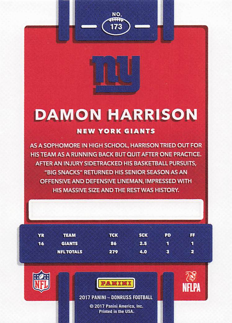 2017 Donruss Football Damon Harrison #173 Rookie