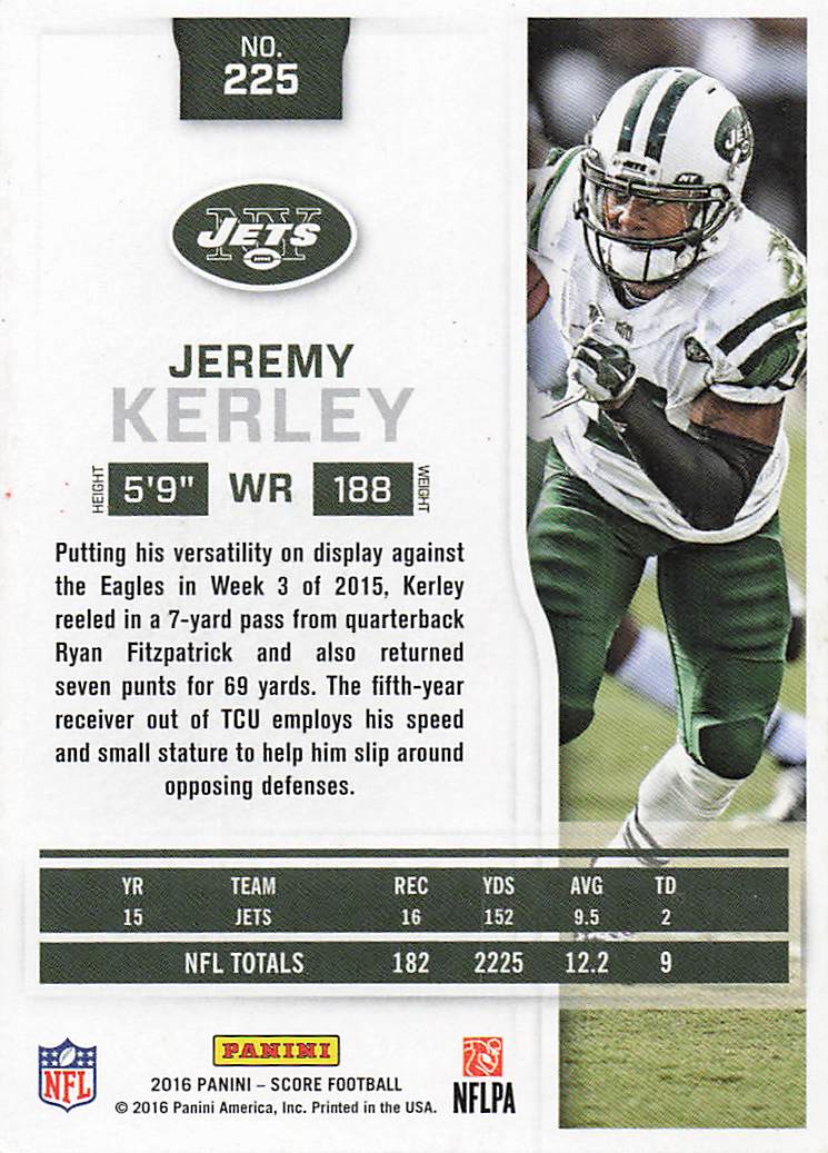 2016 Score Football Jeremy Kerley #225