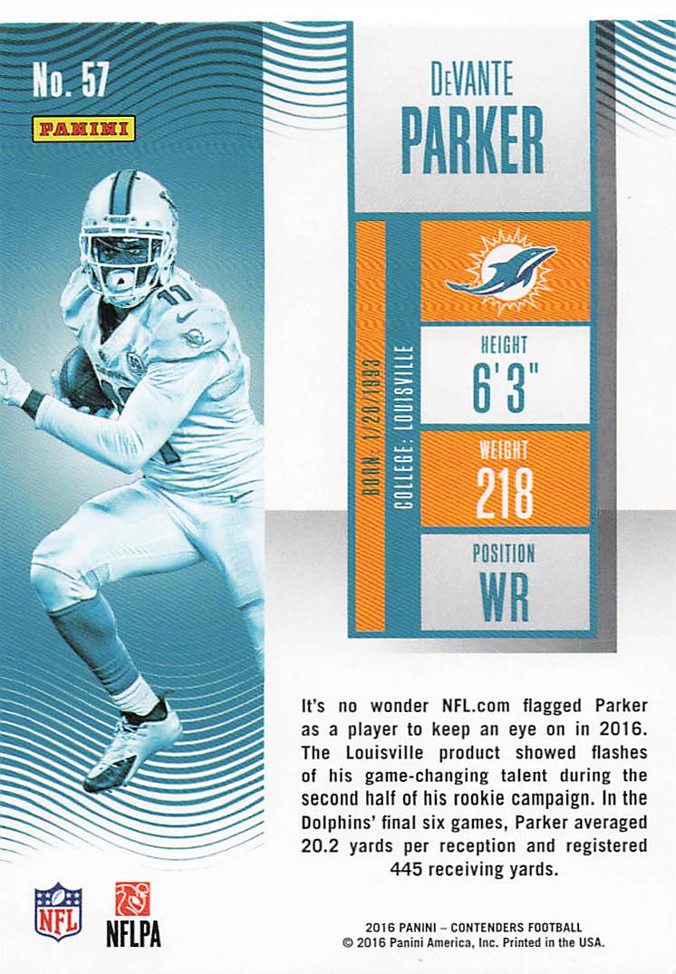2016 Panini Contenders Football DeVante Parker #57