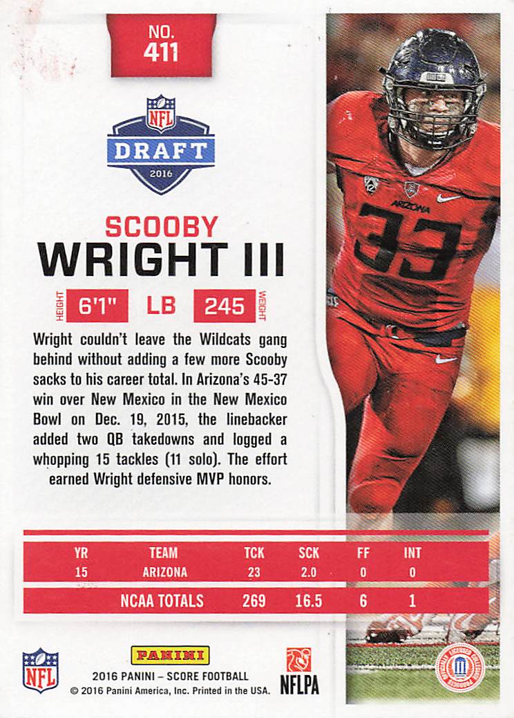 2016 Score Football Scooby Wright III #411 Rookie