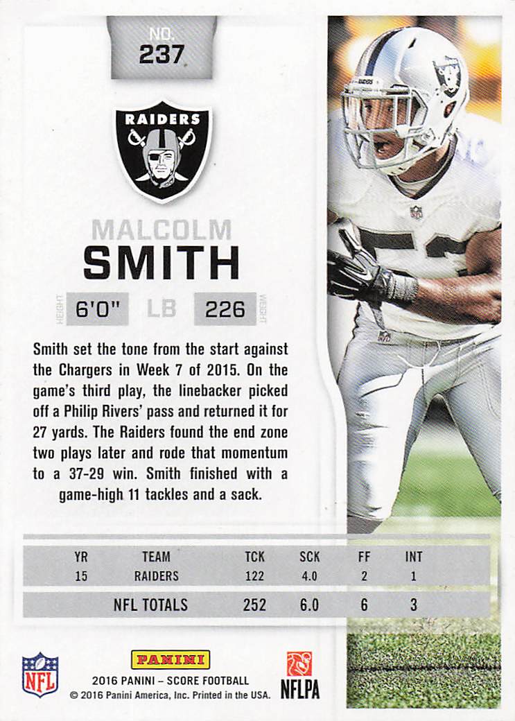 2016 Score Football Malcolm Smith #237