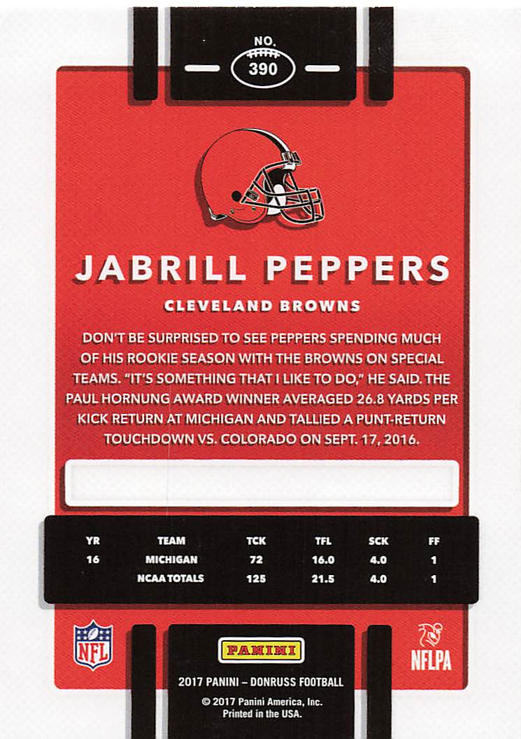 2017 Donruss Football Jabrill Peppers #390 Rookie