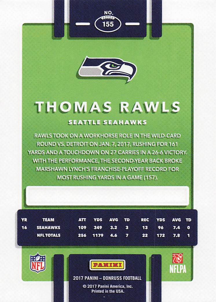 2017 Donruss Football Thomas Rawls #155