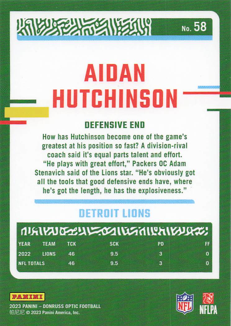 2023 Donruss Optic Football Aidan Hutchinson #58