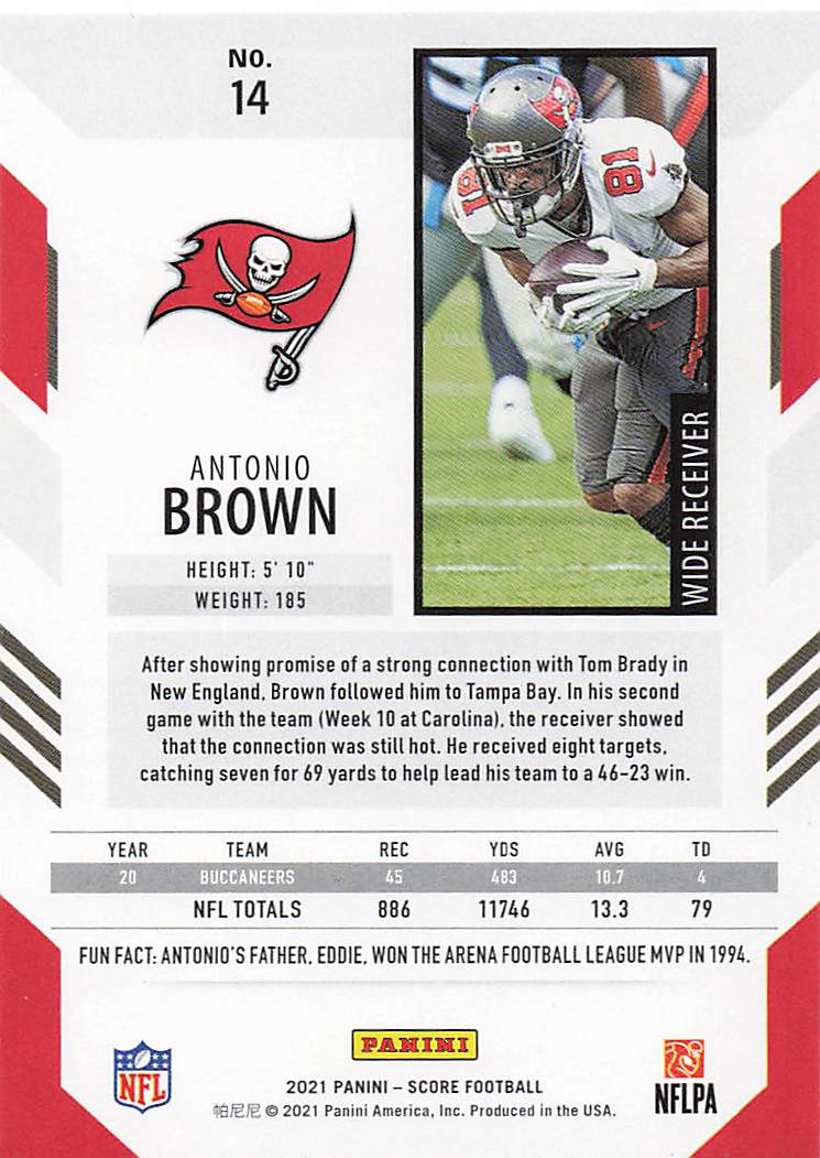 2021 Score Football Antonio Brown #14