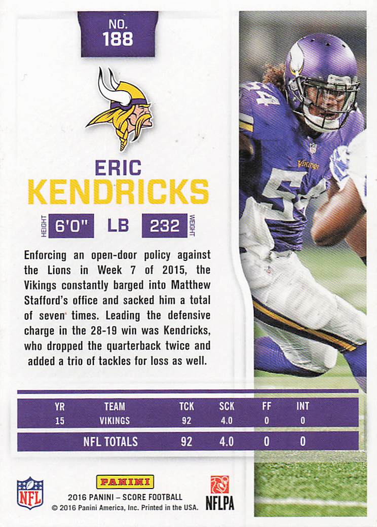 2016 Score Football Eric Kendricks #188