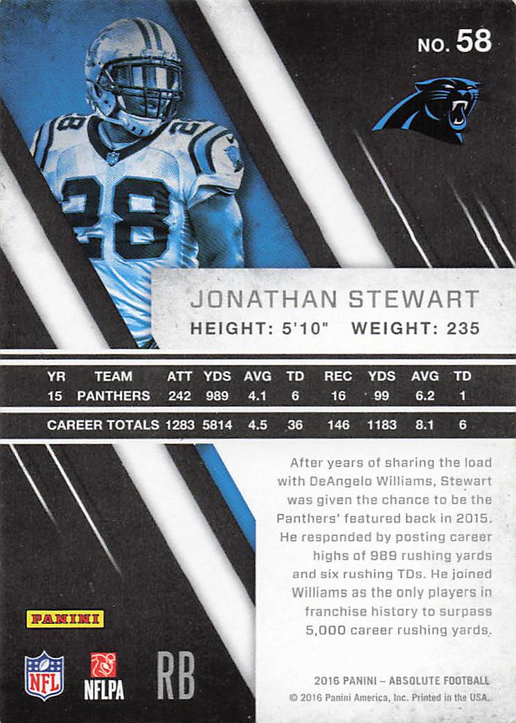 2016 Panini Absolute Football Jonathan Stewart #58