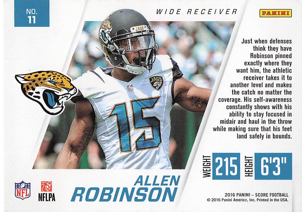 2016 Score Football Toe the Line Allen Robinson #11