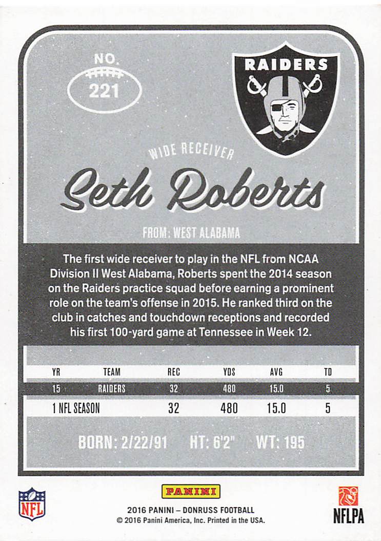2016 Donruss Football Seth Roberts #221