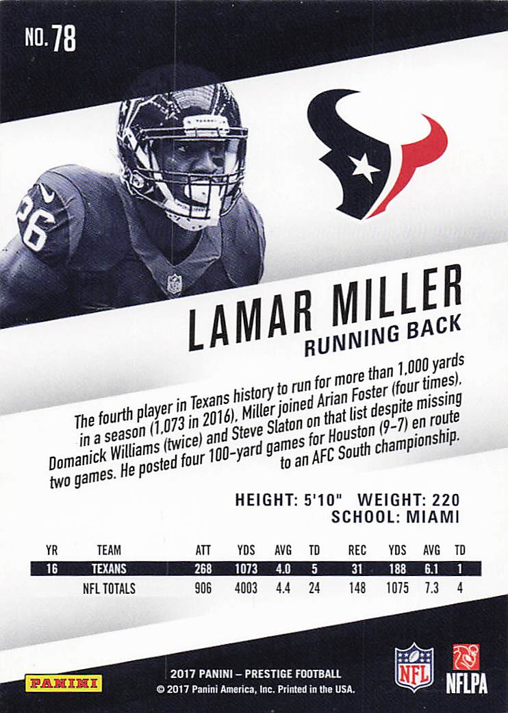 2017 Panini Prestige Football Lamar Miller #78