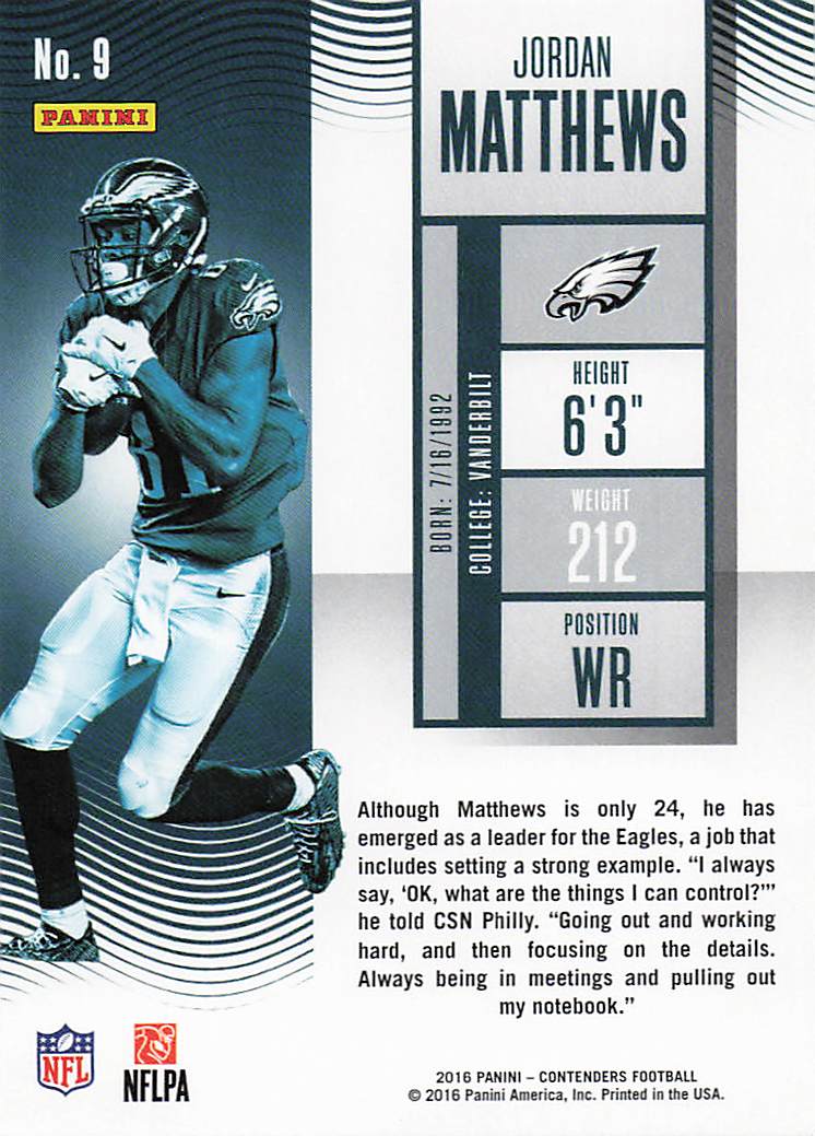 2016 Panini Contenders Football Jordan Matthews #9