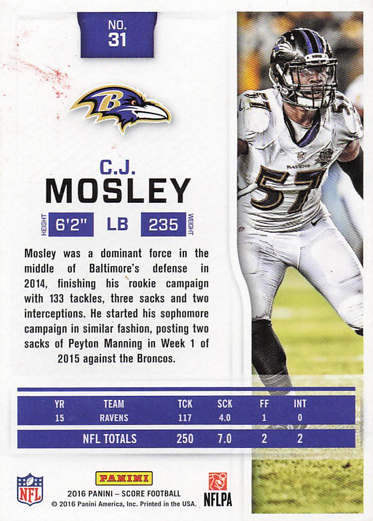 2016 Score Football C.J. Mosley #31