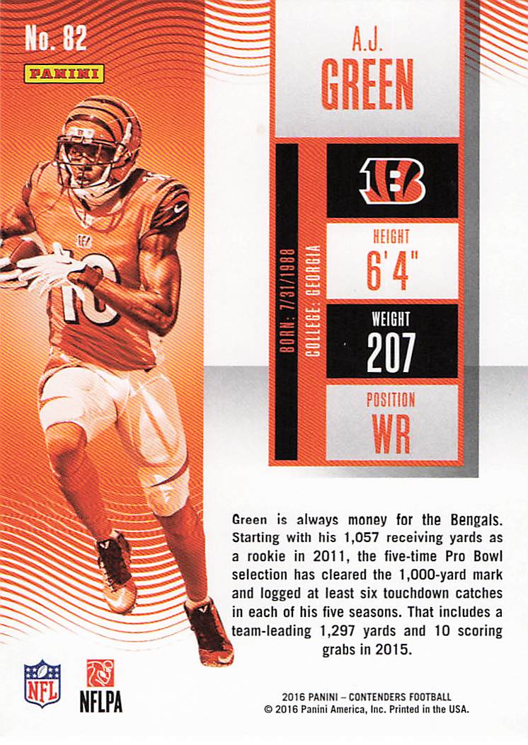 2016 Panini Contenders Football A.J. Green #82