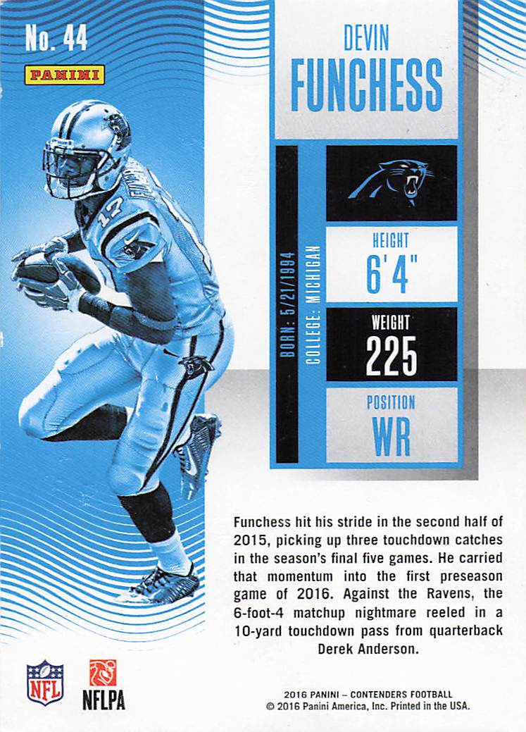 2016 Panini Contenders Football Devin Funchess #44