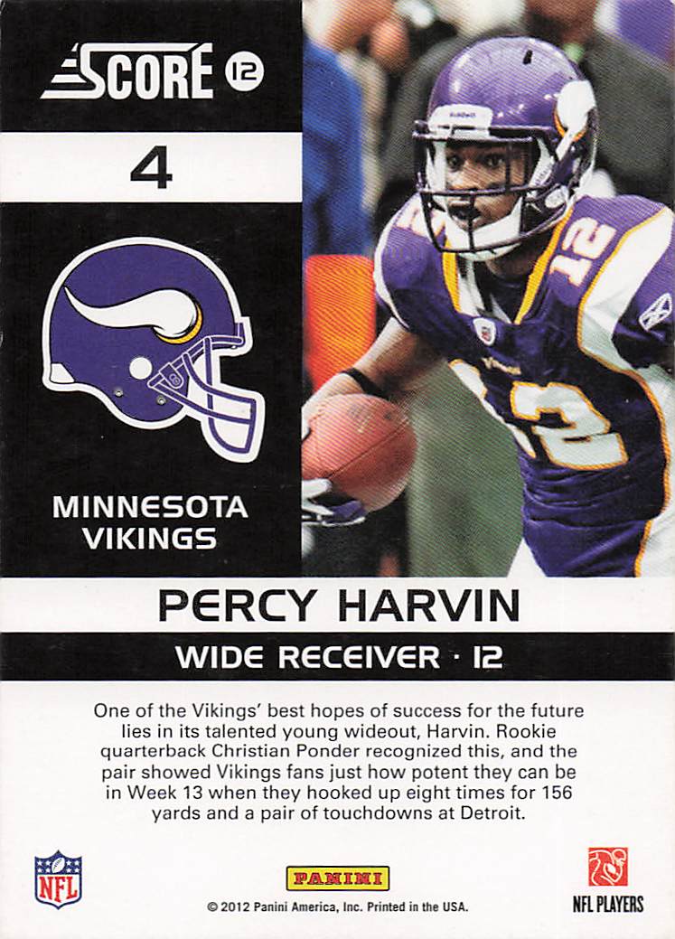2012 Score Football Complete Players Percy Harvin #4