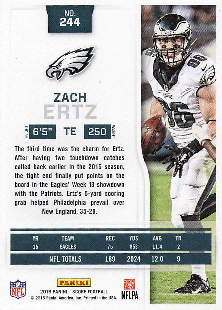 2016 Score Football Zach Ertz #244