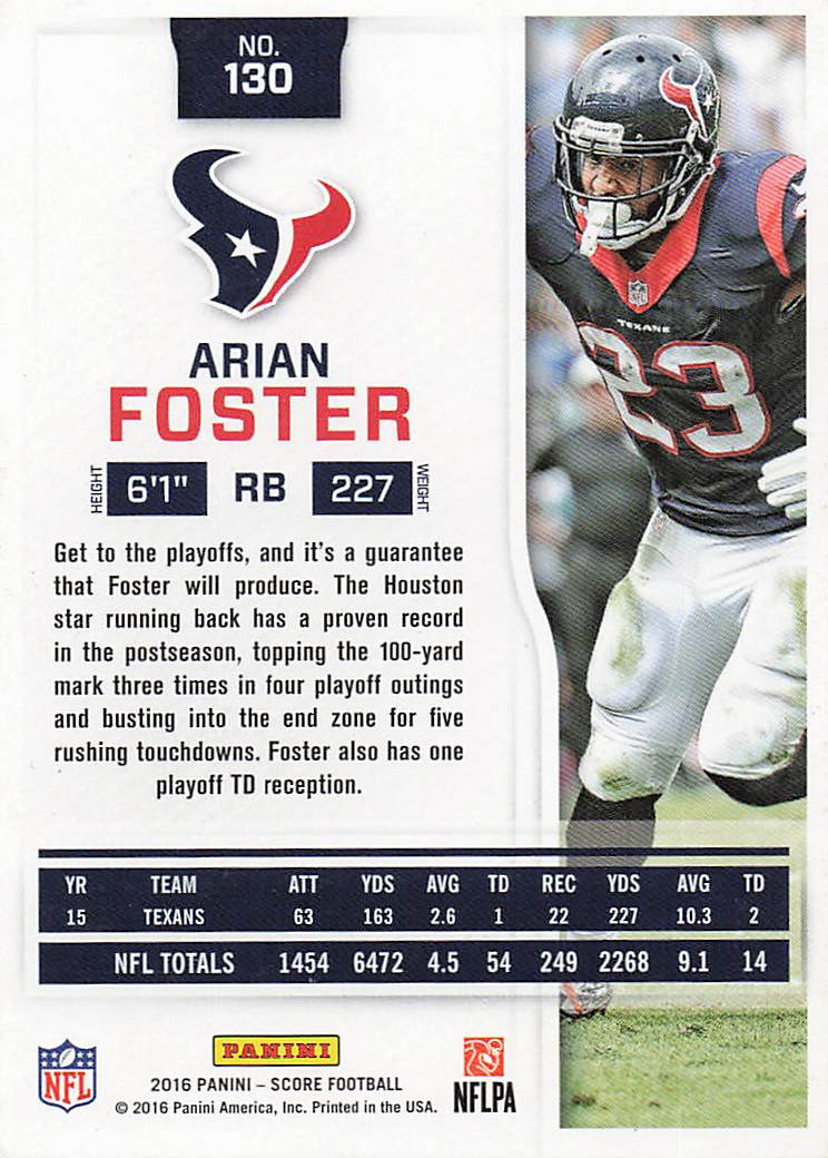 2016 Score Football Arian Foster #130