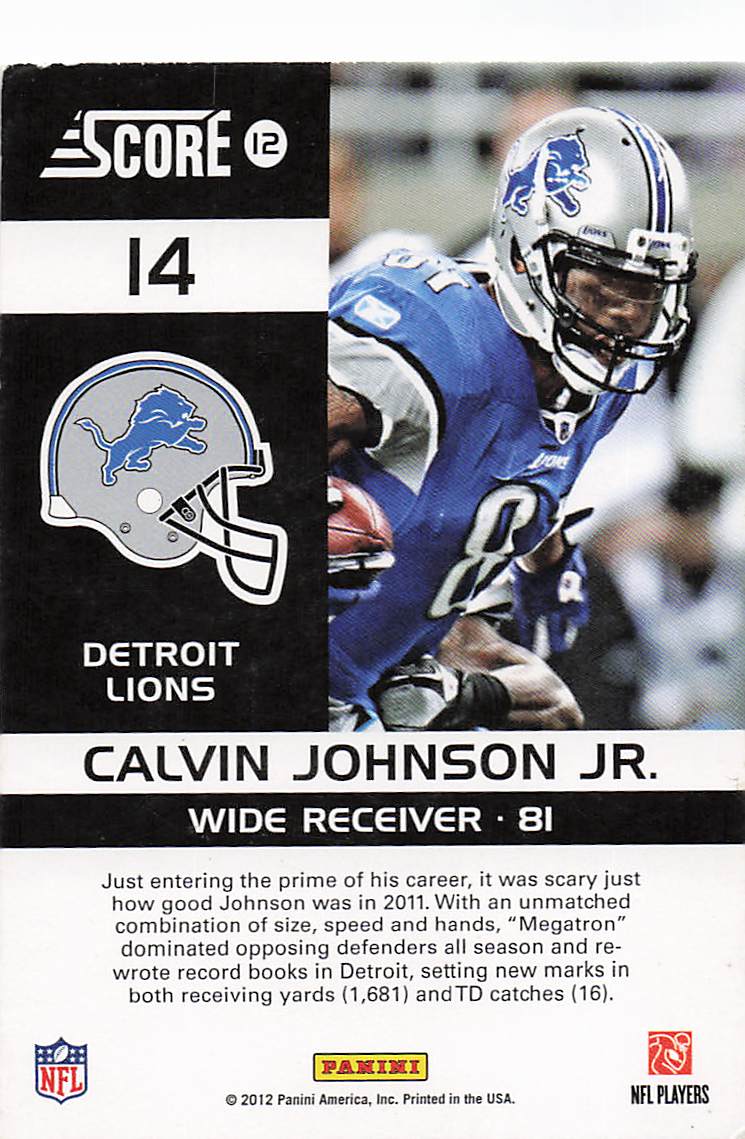2012 Score Football Complete Players Calvin Johnson Jr. #14