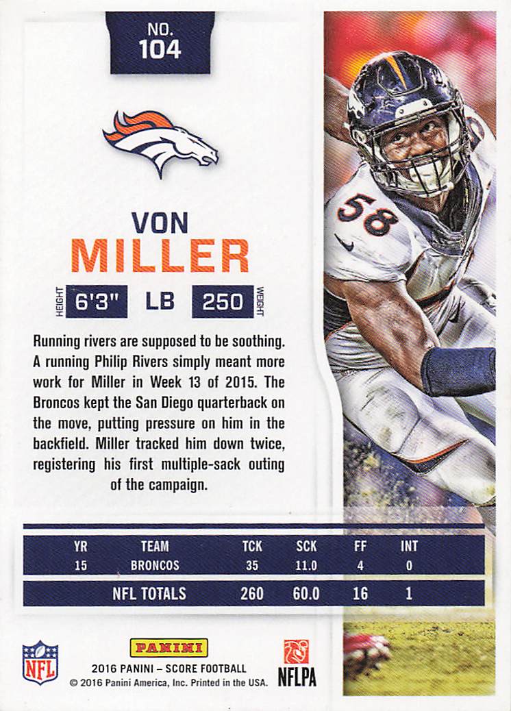 2016 Score Football Von Miller #104