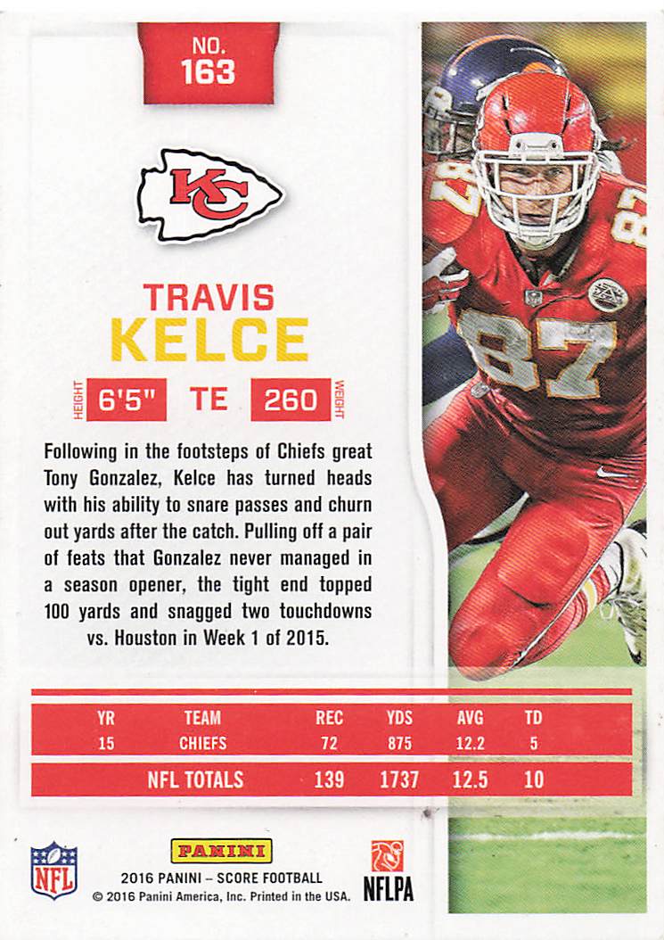 2016 Score Football Travis Kelce #163
