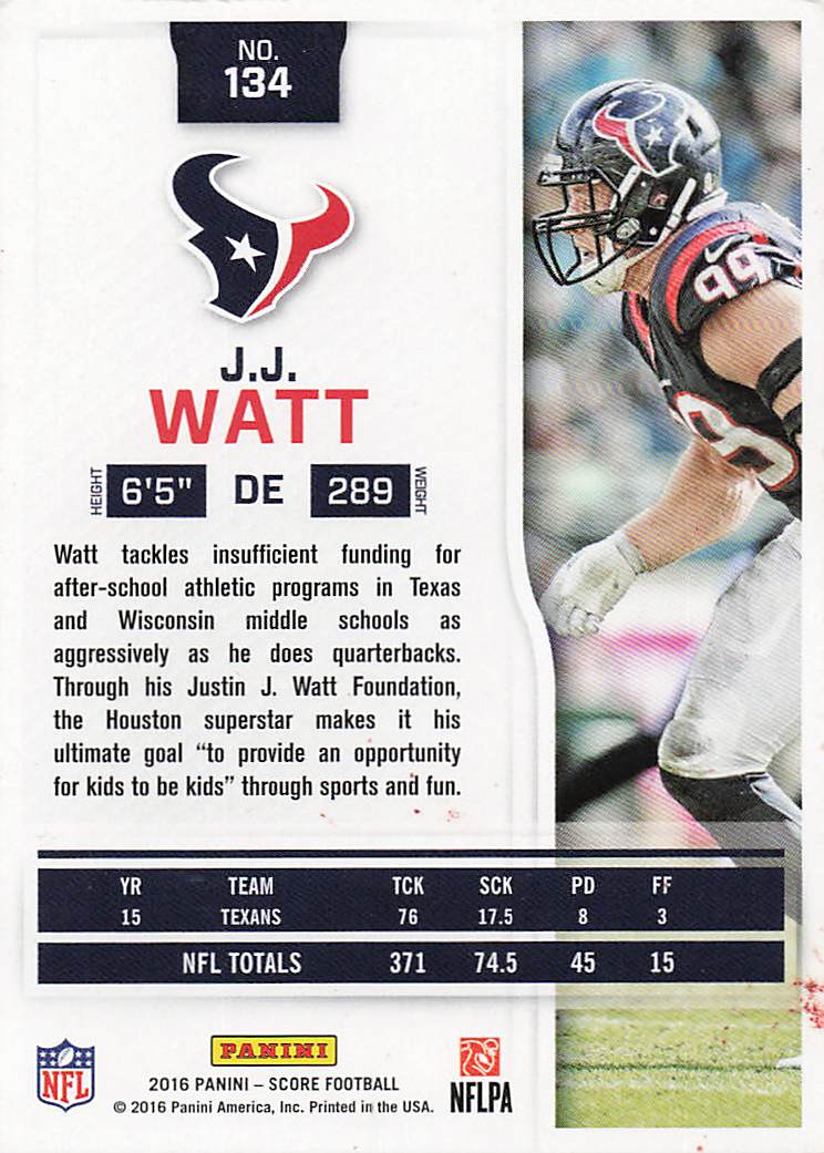 2016 Score Football J.J. Watt #134