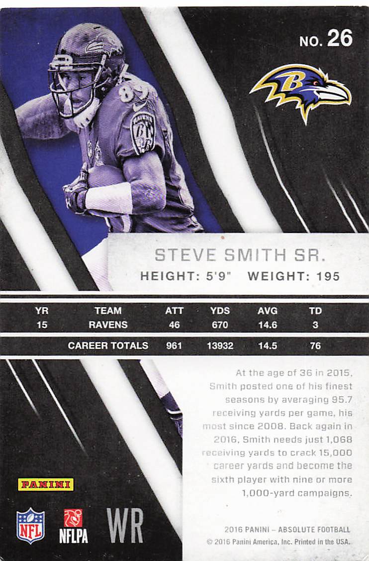 2016 Panini Absolute Football Steve Smith Sr. #26