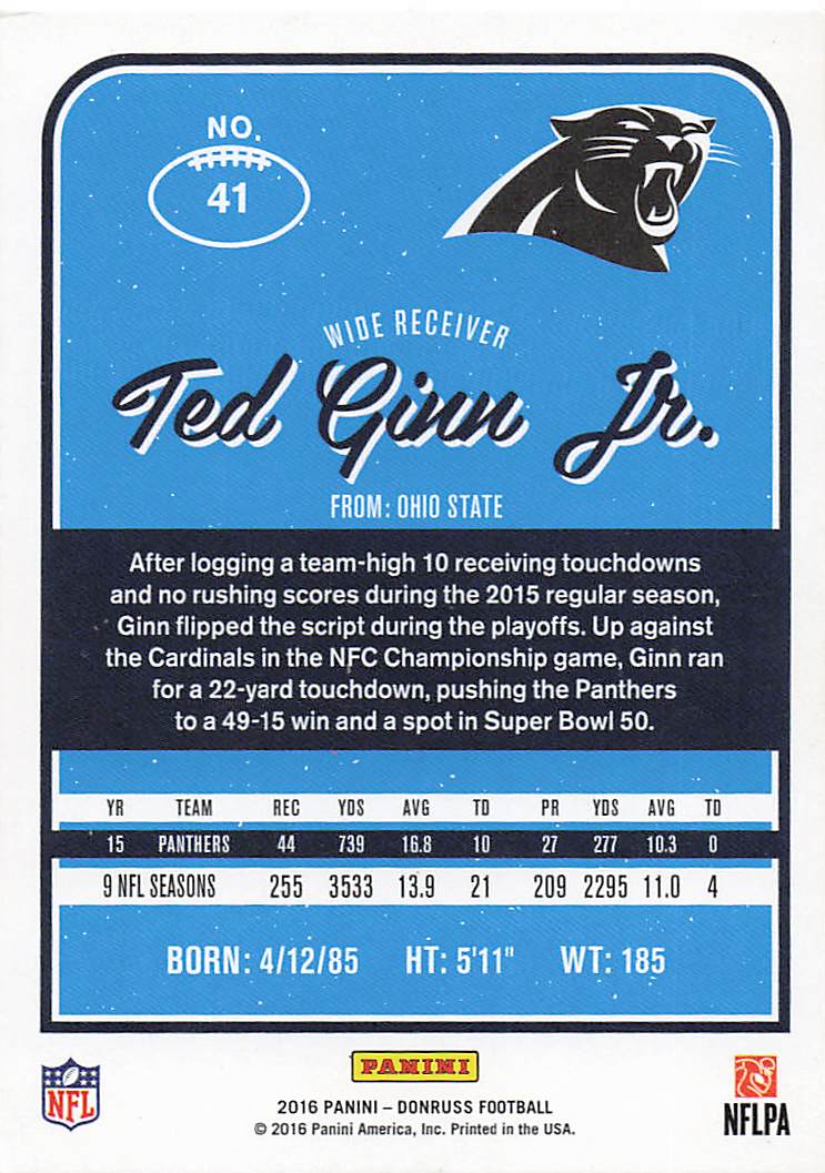 2016 Donruss Football Ted Ginn Jr. #41