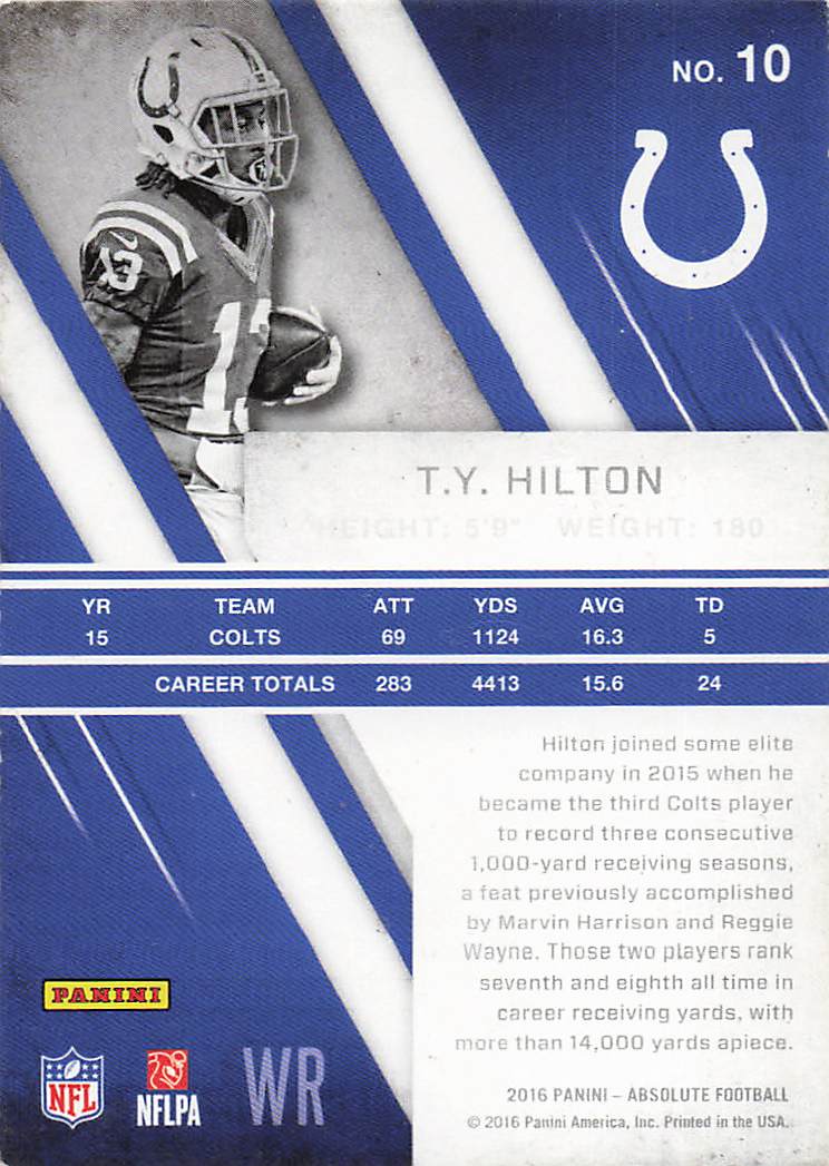 2016 Panini Absolute Football T.Y. Hilton #10