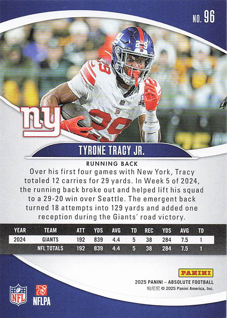 2025 Panini Absolute Football Retail Tyrone Tracy Jr. #96