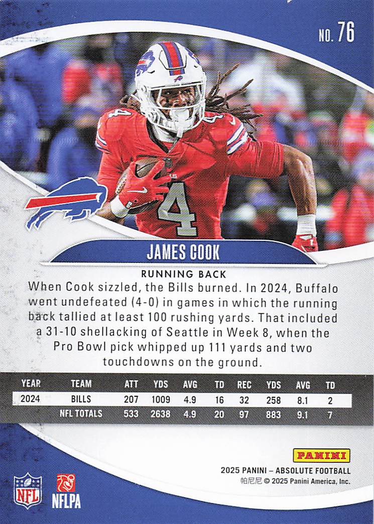 2025 Panini Absolute Football Retail James Cook #76