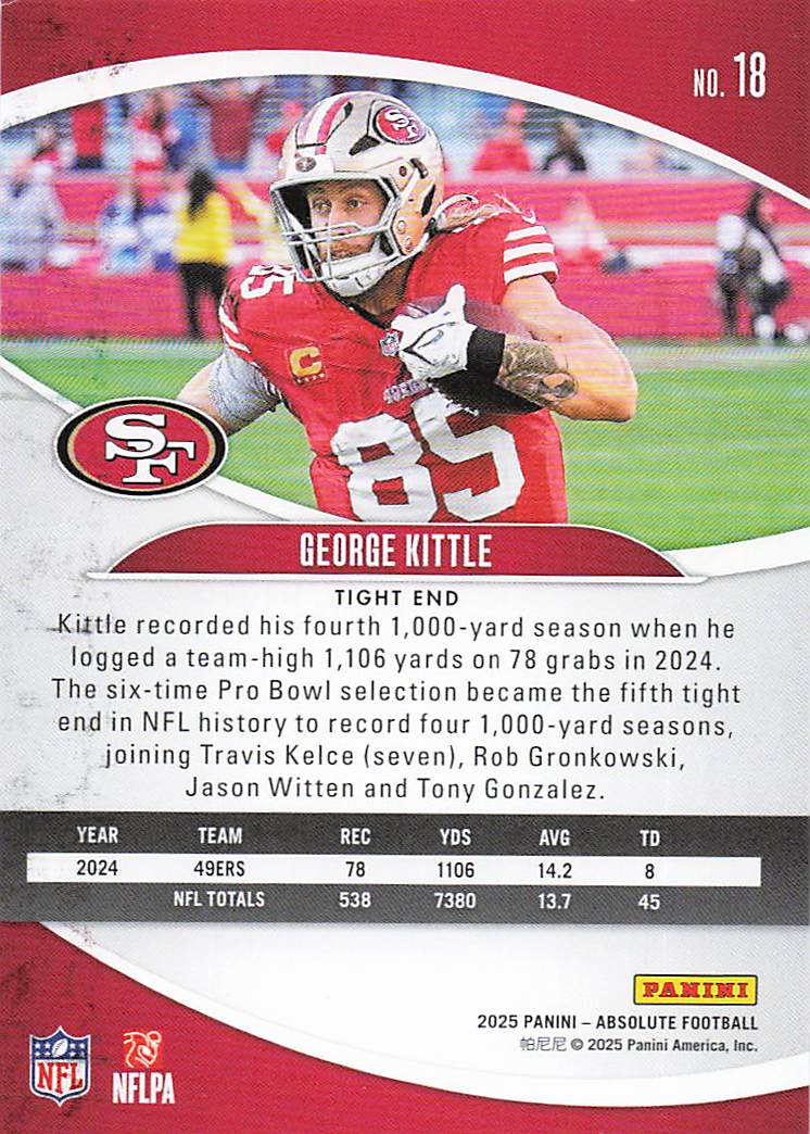 2025 Panini Absolute Football Retail George Kittle #18