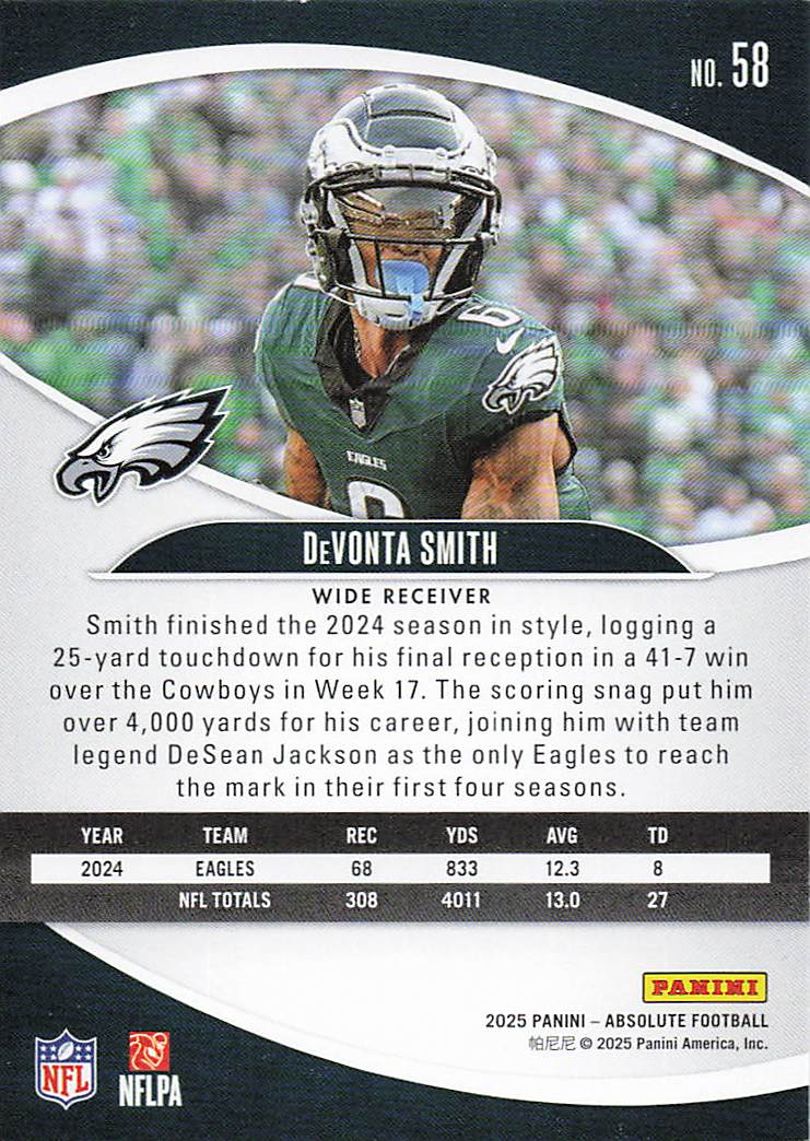 2025 Panini Absolute Football Retail DeVonta Smith #58