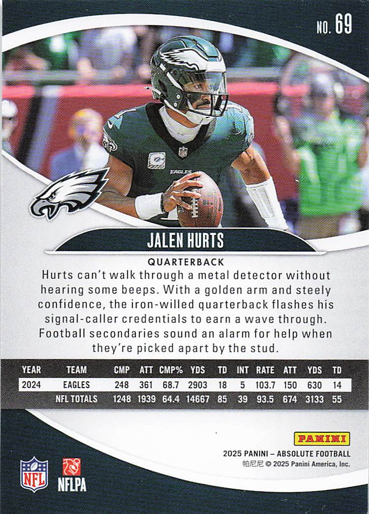 2025 Panini Absolute Football Retail Jalen Hurts #69