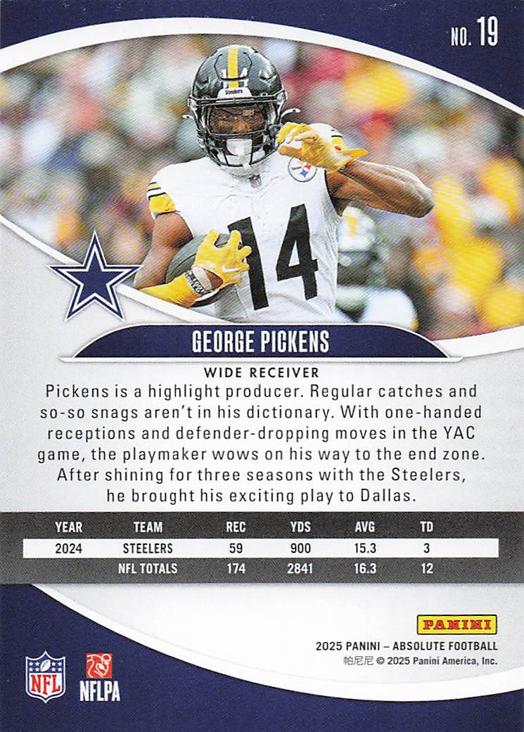 2025 Panini Absolute Football Retail George Pickens #19