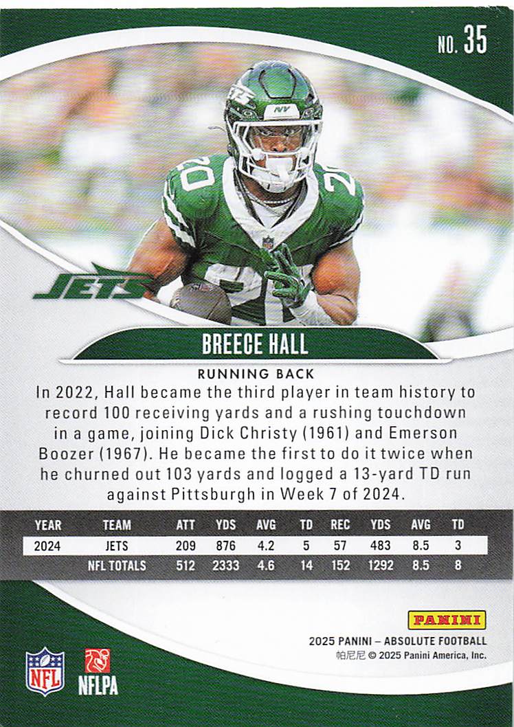 2025 Panini Absolute Football Retail Breece Hall #35