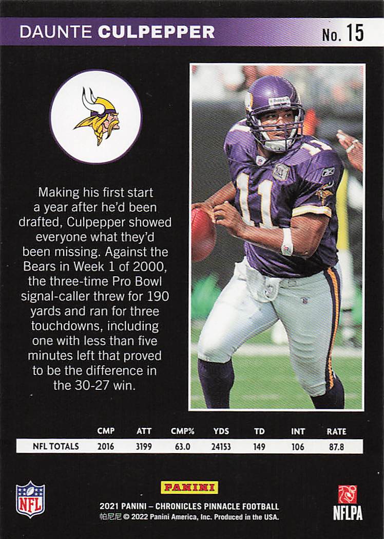 2021 Panini Chronicles Football Pinnacle Daunte Culpepper #15