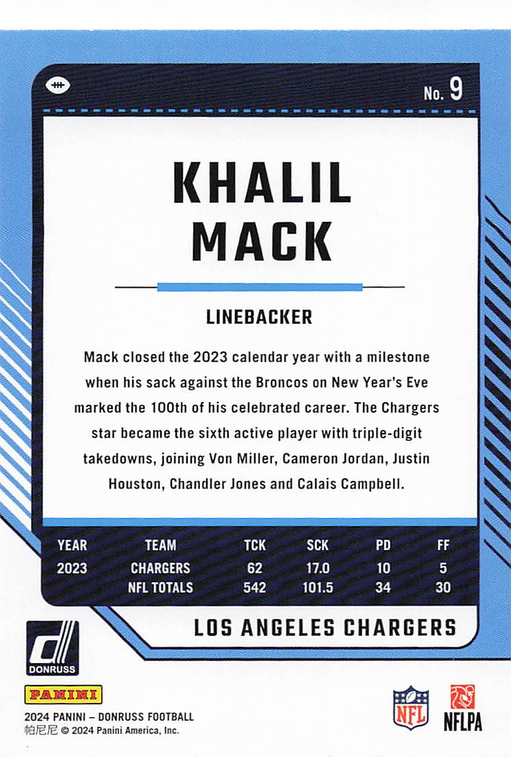 2024 Donruss Football Khalil Mack #9