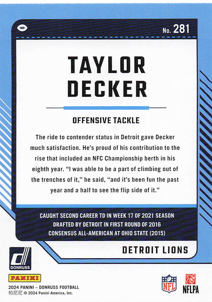 2024 Donruss Football Taylor Decker #281