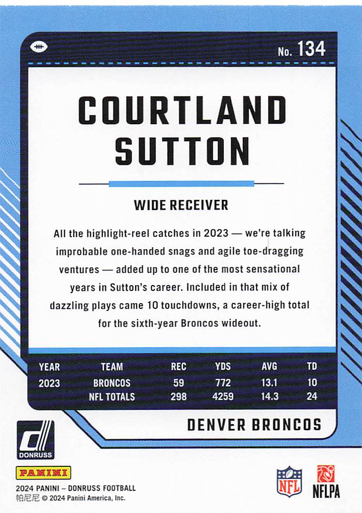 2024 Donruss Football Courtland Sutton #134